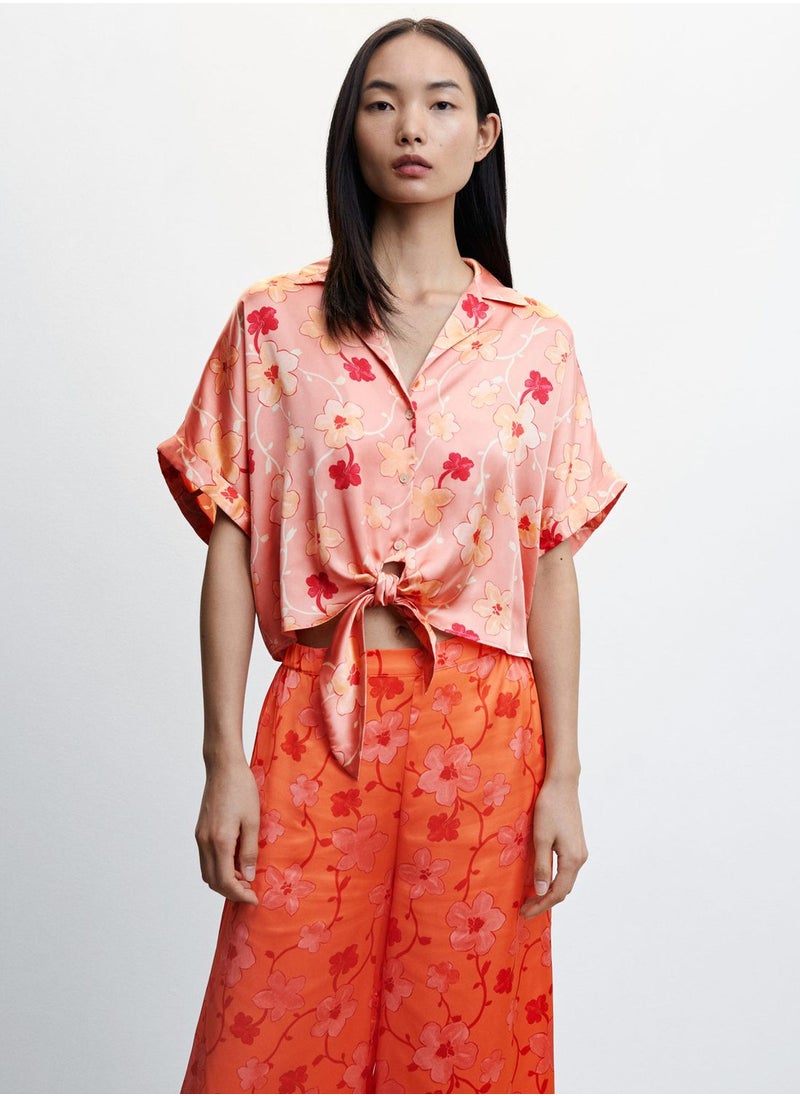 MANGO - Floral Print Wide Leg Pants - Image 1