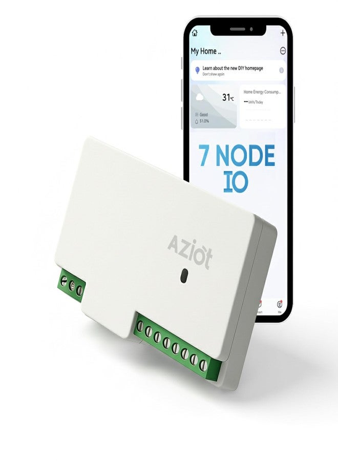 AZIOT 7 Node IO 1 Way Smart Toggle Switch,6 Normal Loads + 1 x 16A Heavy Load,WiFi + Bluetooth,Dual Power Input (Inverter & Raw),Timer Function,Voice Control with Alexa & Google,Made in India - Image 1