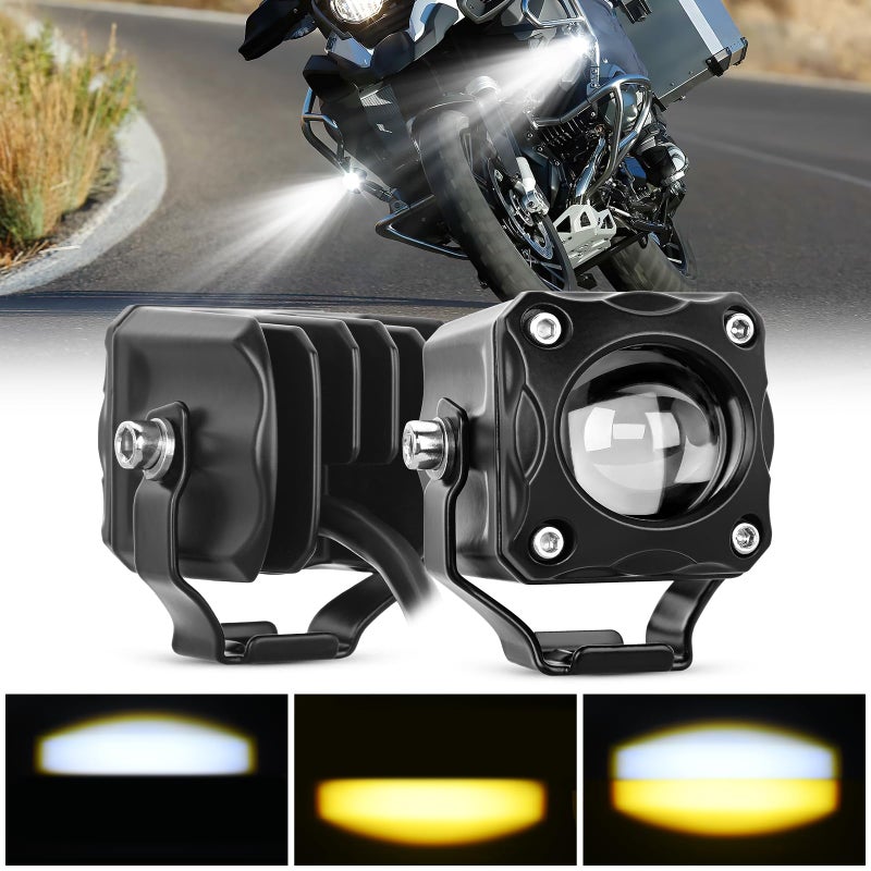 Nilight Motorcycle Driving Lights 1.7 inch White Amber Spot Beam Fog Light LED Pods IP67 Waterproof Auxiliary Offroad Lighting for Motorbike Dirt Bike e-Bike Scooter Snowmobile ATV UTV SUV Truck - Image 1