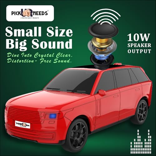 Pick Ur Needs Car Design Wireless Speaker USB/TF Card/FM Support RGB Light 1200mAh Battery 10 W Car Toy Design Bluetooth Speaker (Red) - Image 4