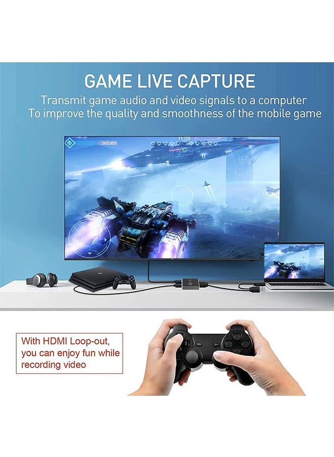 Garlo - Capture Card, Audio Video Capture Card with Microphone 4K HDMI Loop-Out, 1080p 60fps Video Recorder for Gaming/Live Streaming/Video Conference, Works for Nintendo Switch/PS4/OBS/Camera/PC - Image 1