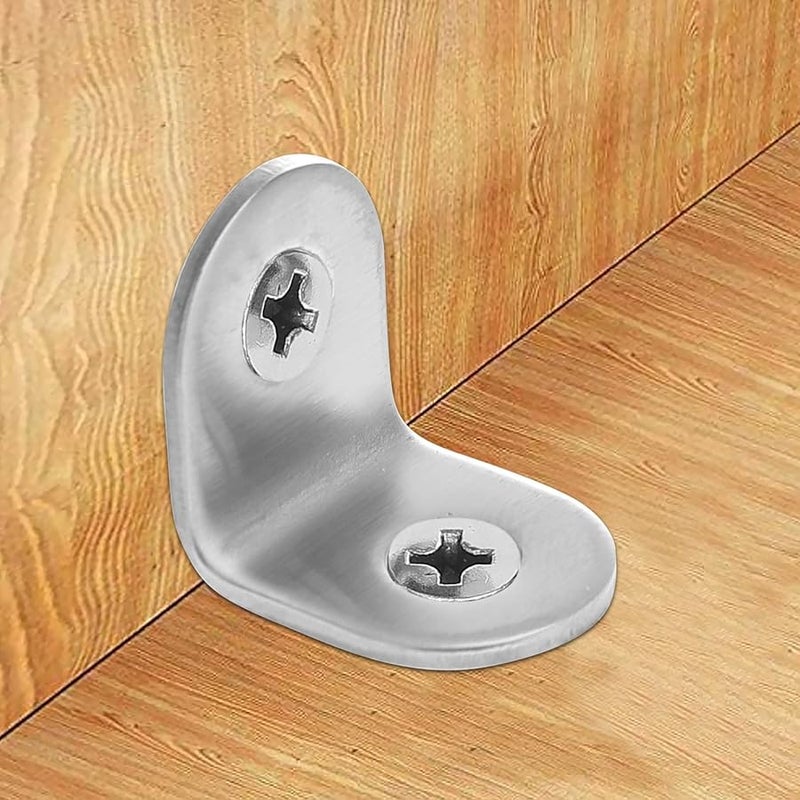 40 Sets Stainless Steel Corner Braces with Screws Heavy Duty Angle Brackets for Wood Shelf Reinforcement Cabinets Furniture - Image 5