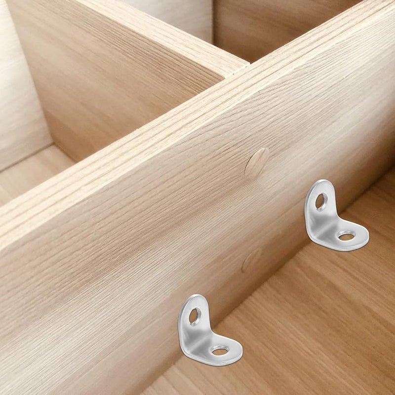 40 Sets Stainless Steel Corner Braces with Screws Heavy Duty Angle Brackets for Wood Shelf Reinforcement Cabinets Furniture - Image 3