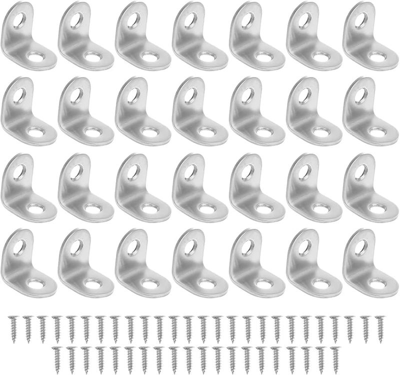 40 Sets Stainless Steel Corner Braces with Screws Heavy Duty Angle Brackets for Wood Shelf Reinforcement Cabinets Furniture - Image 2