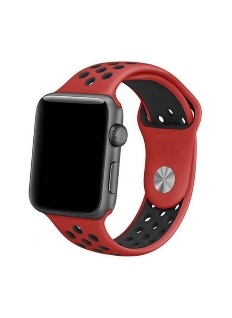 Generic - Apple Watch Strap,Nike Apple Watch band for Apple Watch Series 7/6/5 Strap 42/44/45mm Red Black - Image 1