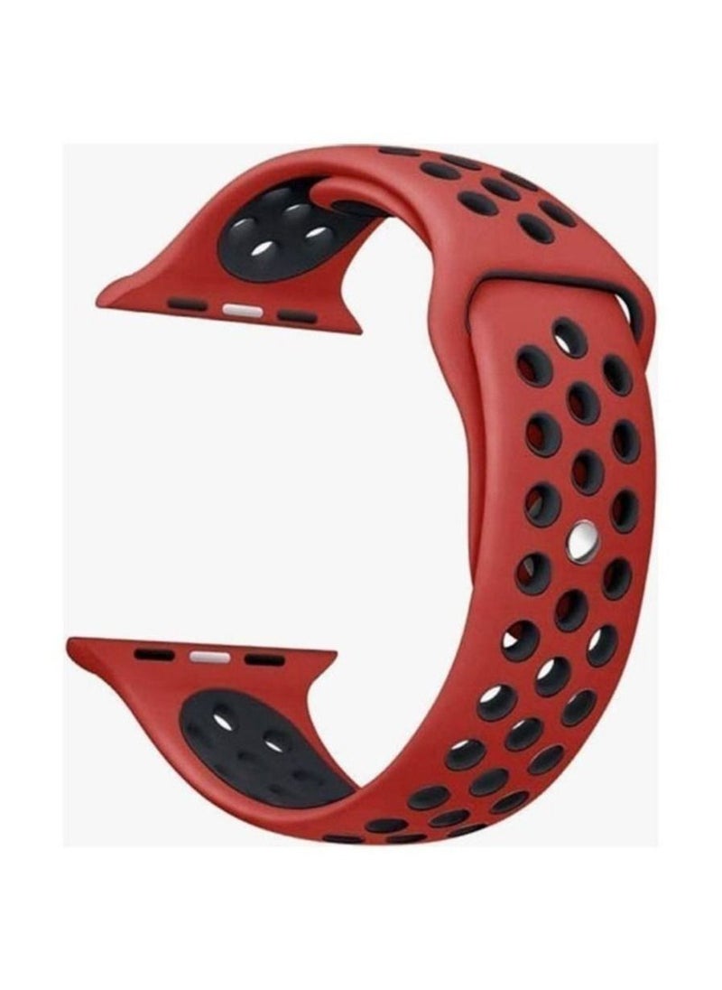 Generic - Apple Watch Strap,Nike Apple Watch band for Apple Watch Series 7/6/5 Strap 42/44/45mm Red Black - Image 1