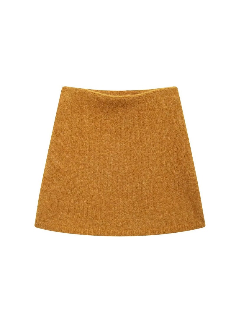 Generic - ZA Cross-Border Womens Clothing Wholesale Camel Wool Blend Short Sleeves Knitted Top Bodycon Skirt Suit 2488109 2488108 Short skirt - Image 1