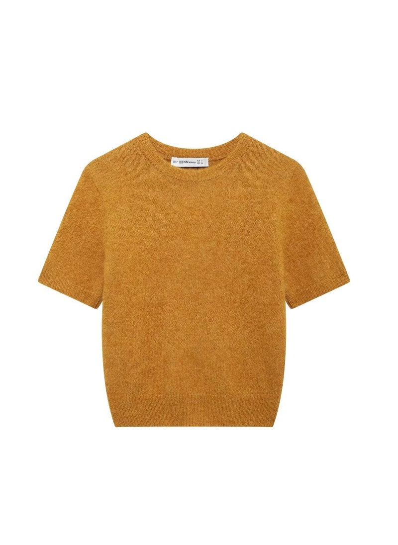 Generic - ZA Cross-Border Womens Clothing Wholesale Camel Wool Blend Short Sleeves Knitted Top Bodycon Skirt Suit 2488109 2488108 Short skirt - Image 1