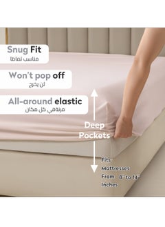Donetella Bedding Fitted Sheet 3-Pcs Super King Size Solid Bed Sheet Set Fits(200x200CM) With Pillowcases And 35 CM Extra Deep Brushed Microfiber Bed Sheet,French Oak  - Image 2