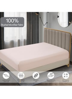Donetella Bedding Fitted Sheet 3-Pcs Super King Size Solid Bed Sheet Set Fits(200x200CM) With Pillowcases And 35 CM Extra Deep Brushed Microfiber Bed Sheet,French Oak  - Image 5