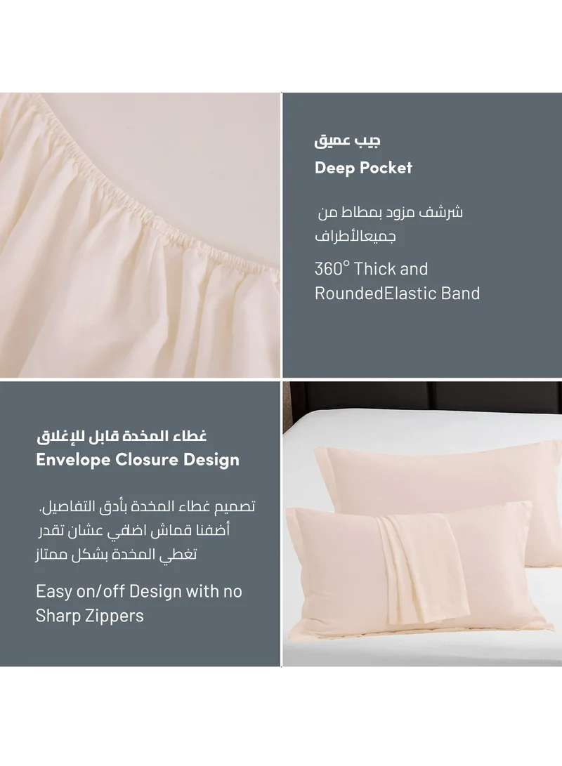 Donetella Bedding Fitted Sheet 3-Pcs Super King Size Solid Bed Sheet Set Fits(200x200CM) With Pillowcases And 35 CM Extra Deep Brushed Microfiber Bed Sheet,French Oak