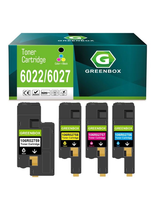 GREENBOX Remanufactured Xerox WorkCentre 6027 6025 Phaser 6022 6020 Toner Cartridge Replacement (1 Black 106R02759 1 Cyan 106R02756 1 Magenta 106R02757 1 Yellow 106R02758) - Image 1