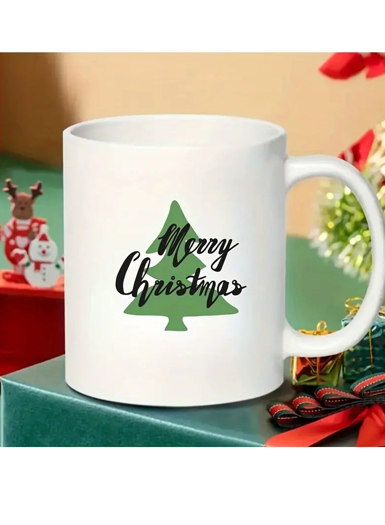 RYN 11oz Ceramic Christmas Coffee Mug with "Merry Christmas" Hand Lettering - Funny Holiday Drinkware for Family, Colleagues, Leaders, and Sisters - Unique Valentine's Day Gift Idea - Image 1