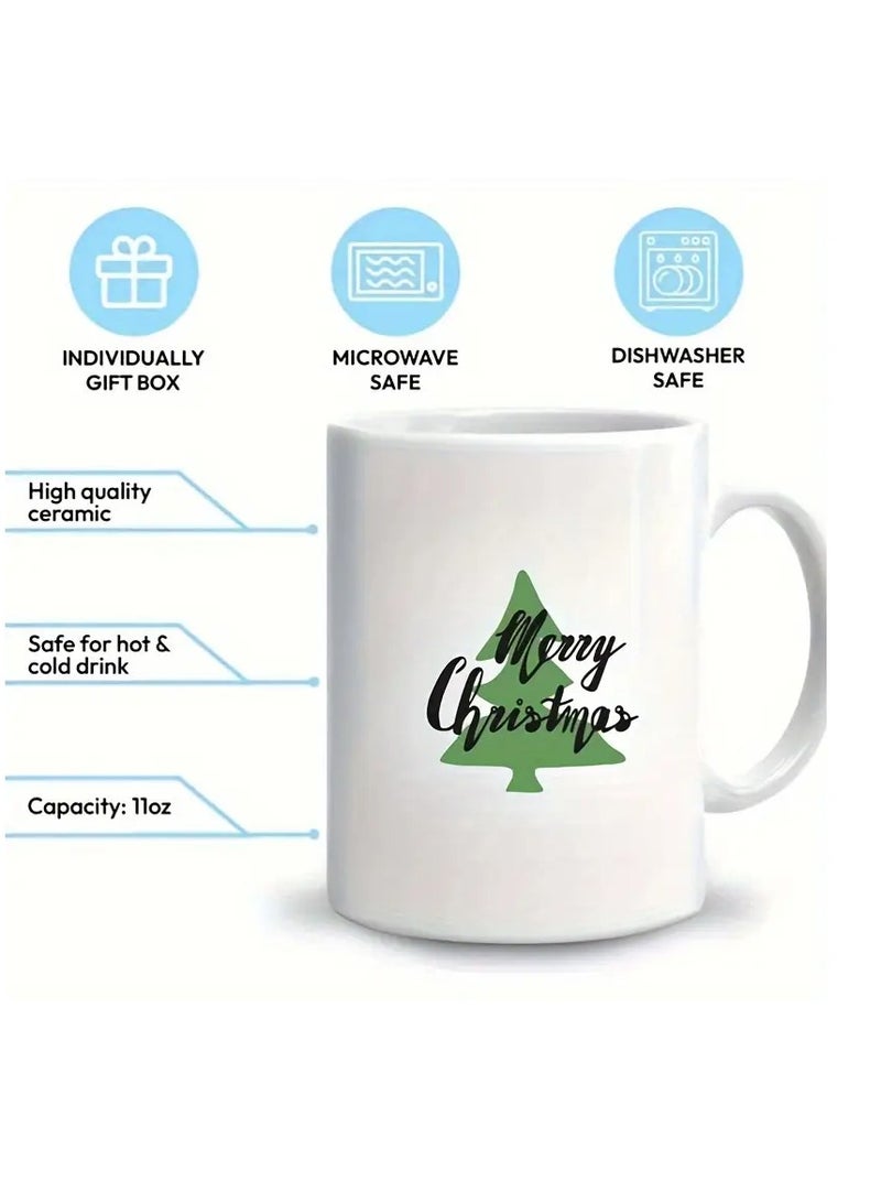 RYN 11oz Ceramic Christmas Coffee Mug with "Merry Christmas" Hand Lettering - Funny Holiday Drinkware for Family, Colleagues, Leaders, and Sisters - Unique Valentine's Day Gift Idea - Image 4