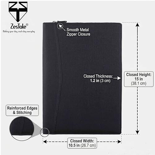 ZesTale Professional Leatherette Material 2 Ring File Folders, Conference Folder| Certificate Document Folder | Certificates Folder | leather file folders for documents | Folders with 20 Leafs (Black) - Image 4