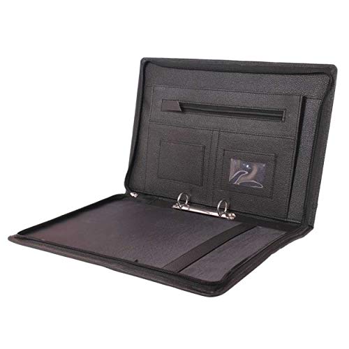 ZesTale Professional Leatherette Material 2 Ring File Folders, Conference Folder| Certificate Document Folder | Certificates Folder | leather file folders for documents | Folders with 20 Leafs (Black) - Image 1