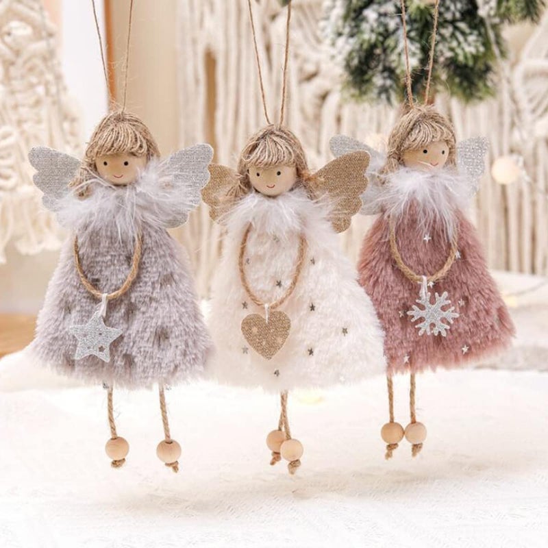 FZBNSRKO 3 Pcs Angel Doll PendantsChristmas Plush Ornaments Plush Angel Ornaments for Christmas Party New YearBirthdayWeddingValentines Day Decoration