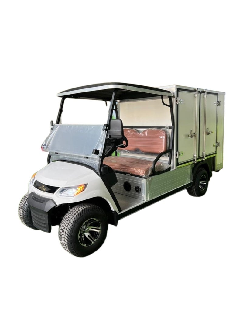 إلفتونق CROWN LT-A827.GC عربة غولف كهربائية – مقعدين مع صندوق شحن مغلق كبير مقسم – بطارية 48V، محرك 5kW – اللون الأبيض موديل 2025 - Image 1