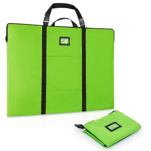 BERYA Large Size Art Portfolio Bag with Nylon Shoulder 24 x 36 inches Light Weight Poster Storage Bag Board Holder with Handle and Zipper for Poster Sketching and Drawing Green - Image 1