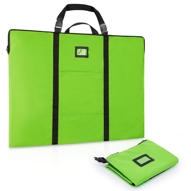 BERYA Large Size Art Portfolio Bag with Nylon Shoulder 24 x 36 inches Light Weight Poster Storage Bag Board Holder with Handle and Zipper for Poster Sketching and Drawing Green - Image 2