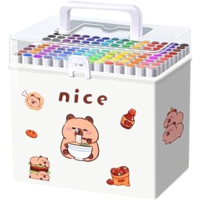 NICE MARKERS, CUTE CAPYBARA PATTERN DRAWING COLOR MARKER, 120 COLORS WASHABLE PROFESSIONAL GRAPHIC DESIGN MARKER, KIDS COLOR MARKER FOR KIDS BEGINNERS, STUDENTS, ARTISTS, HOBBYISTS, COMIC ALBUMS, COLORING - Image 1