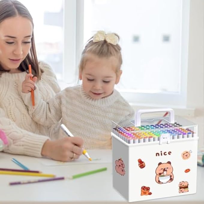 NICE MARKERS, CUTE CAPYBARA PATTERN DRAWING COLOR MARKER, 120 COLORS WASHABLE PROFESSIONAL GRAPHIC DESIGN MARKER, KIDS COLOR MARKER FOR KIDS BEGINNERS, STUDENTS, ARTISTS, HOBBYISTS, COMIC ALBUMS, COLORING - Image 4