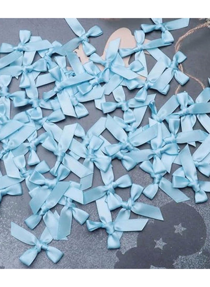 50Pcs/Pack baby blue Ribbon Bows Gift Packaging Decoration Handicraft Card Decoration, Hair Accessories - Image 2