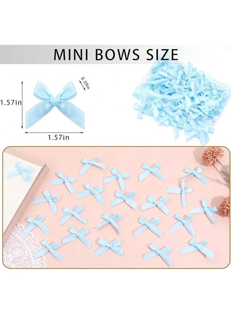 50Pcs/Pack baby blue Ribbon Bows Gift Packaging Decoration Handicraft Card Decoration, Hair Accessories - Image 3