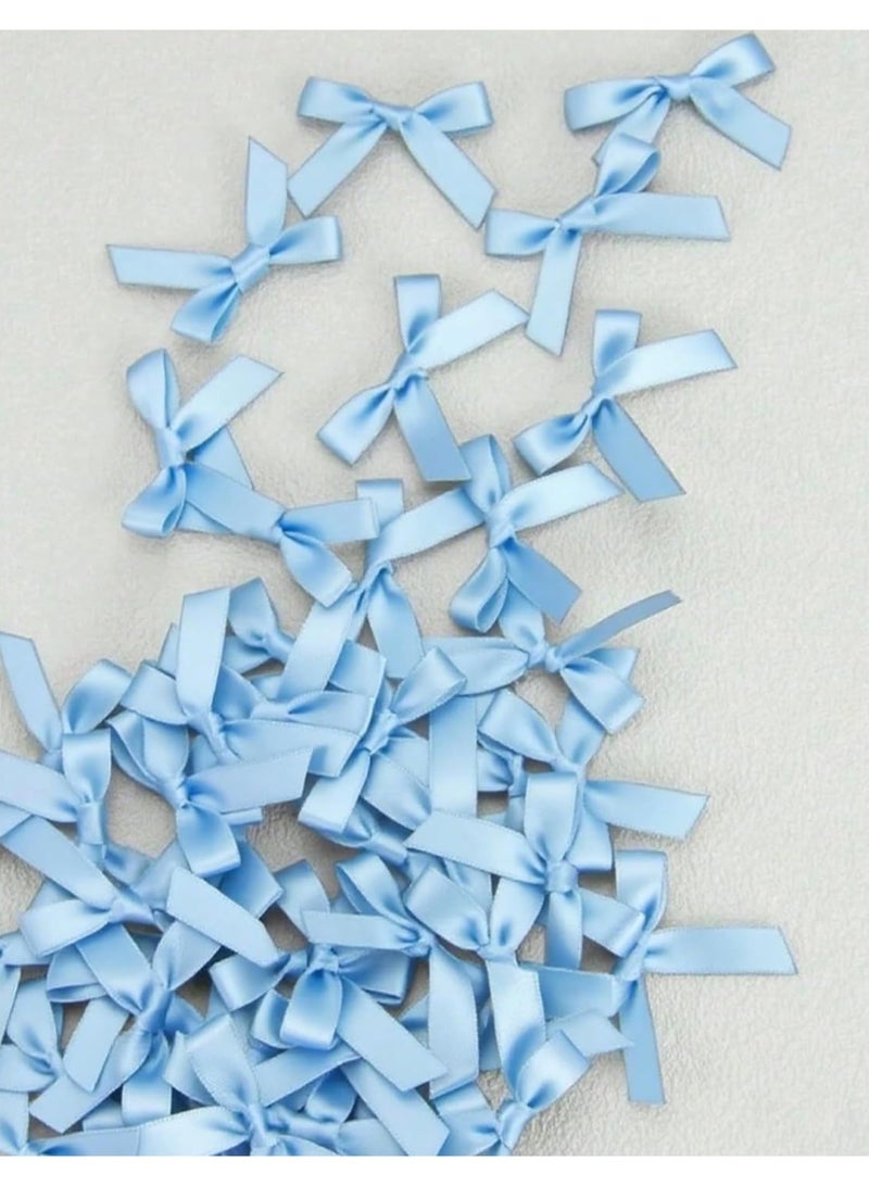 50Pcs/Pack baby blue Ribbon Bows Gift Packaging Decoration Handicraft Card Decoration, Hair Accessories - Image 1