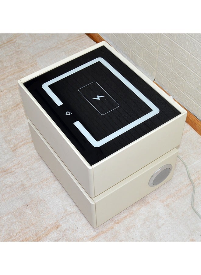 إن كي أكس طاولة جانبية بجانب السرير مع مرآة LED وإضاءة مستشعر وشحن لاسلكي ومكبر صوت BT مقاس 50 سم - Image 5