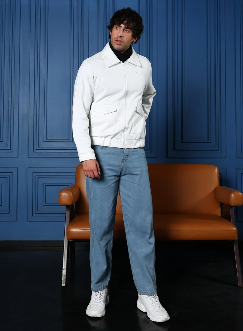 CAHOOT  Men's Cream White Zip-Front Knit Jacket for Men | Best Price UAE