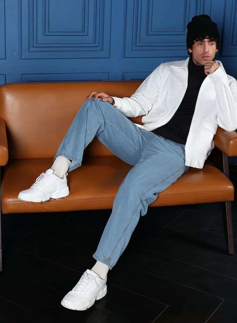 CAHOOT  Men's Cream White Zip-Front Knit Jacket for Men | Best Price UAE