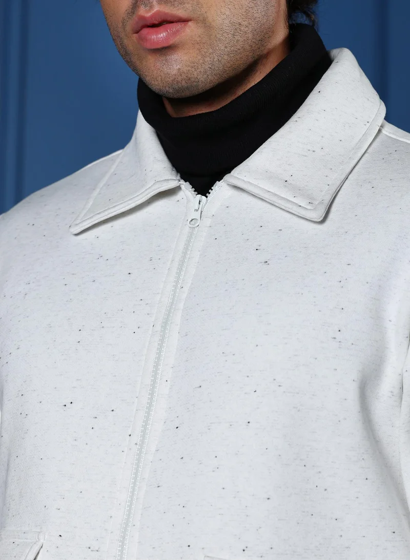 CAHOOT  Men's Cream White Zip-Front Knit Jacket for Men | Best Price UAE