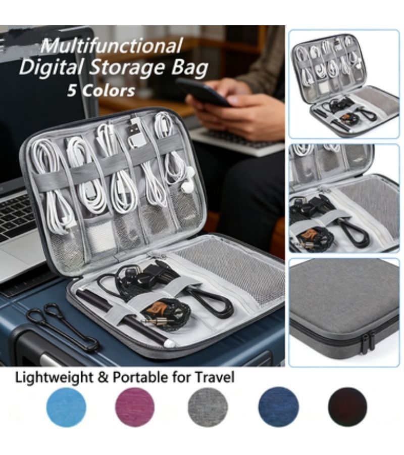 Upgraded Version 8 Elastic Loop Organizer Pouch For Cables Earphones And Drives - Image 1