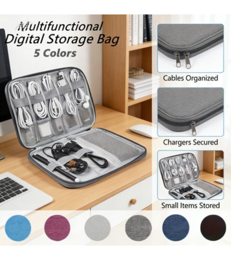 Upgraded Version 8 Elastic Loop Organizer Pouch For Cables Earphones And Drives - Image 2