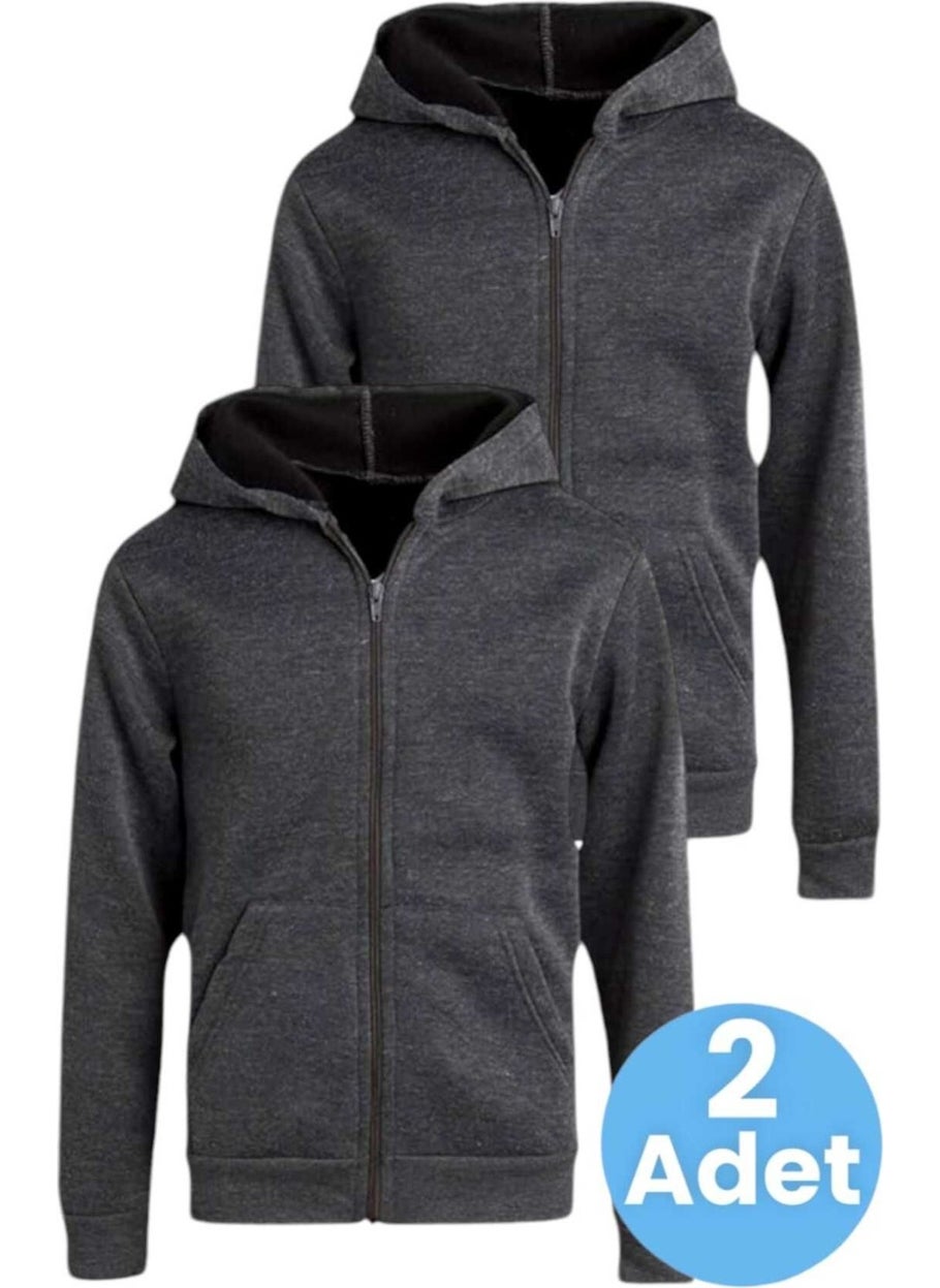 Tezzgelsin - Kids Cotton Hooded Zippered Sweatshirt 2 Piece Set - Image 1