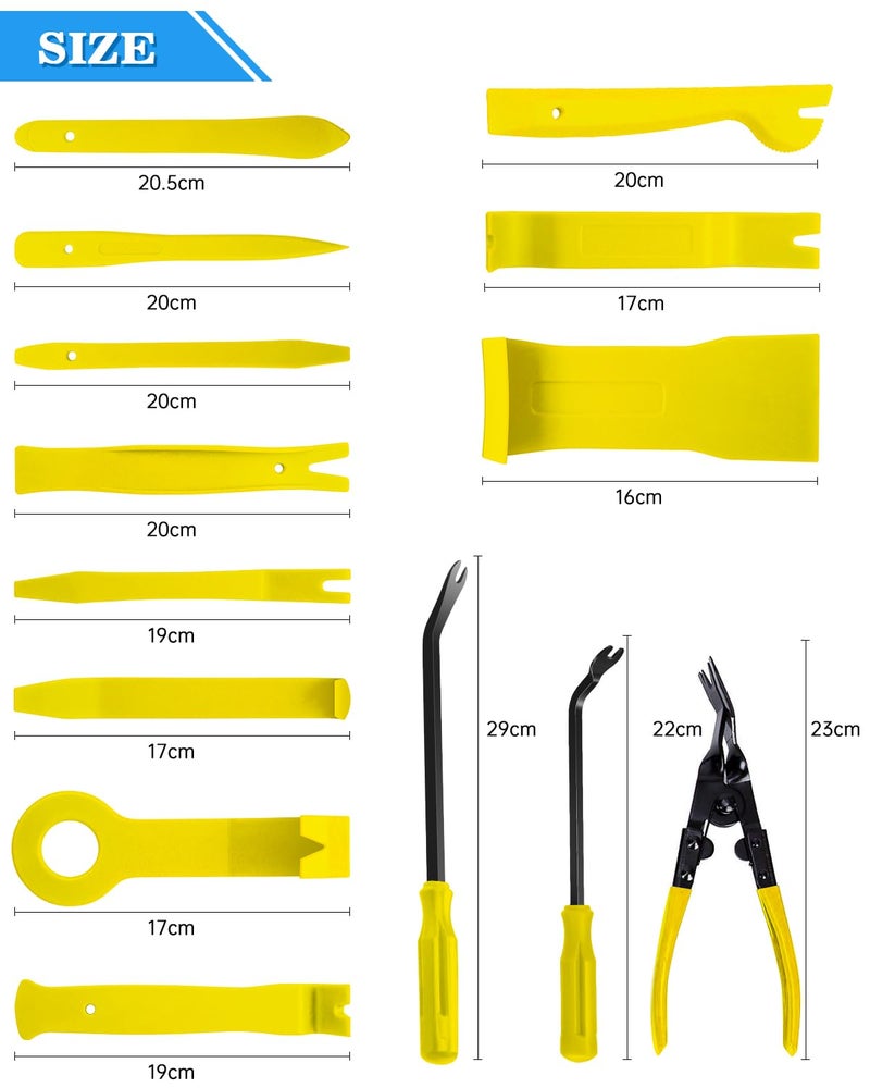 بوراكسي أداة إزالة الحواف من Poraxy 19Pcs، مجموعة أدوات إزالة حواف صوت باب السيارة من لوح السيارة، مجموعة أدوات إزالة التثبيت مع حقيبة تخزين - Image 1