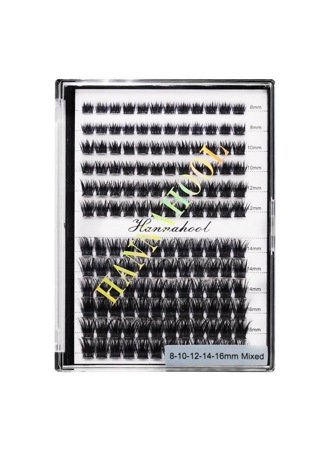 Hannahool 12Rows-Large Tray Mixed 8-10-12-14-16Mm/Mixed 14-15-16Mm/Mixed14Mm-16Mm/Mixed 18-20Mm Wide Stem Individual False Eyelashes Dramatic Black Cluster Eyelashes (Mixed 8-10-12-14-16Mm) - Image 1