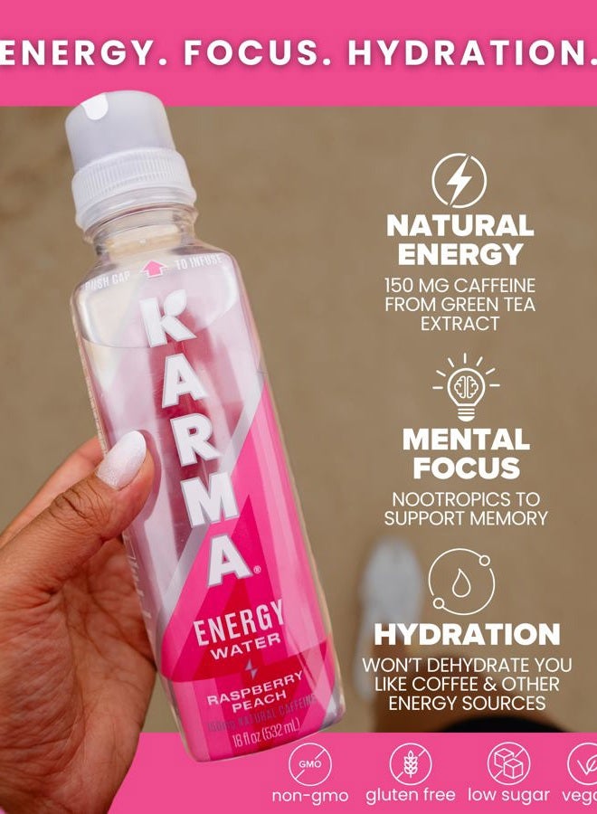Karma Melon Dragonfruit Energy Water l Caffeinated Natural Energy Drink l Low Calorie Focus and Energy Boost, 18 Fl Oz (Pack of 12) - Image 2