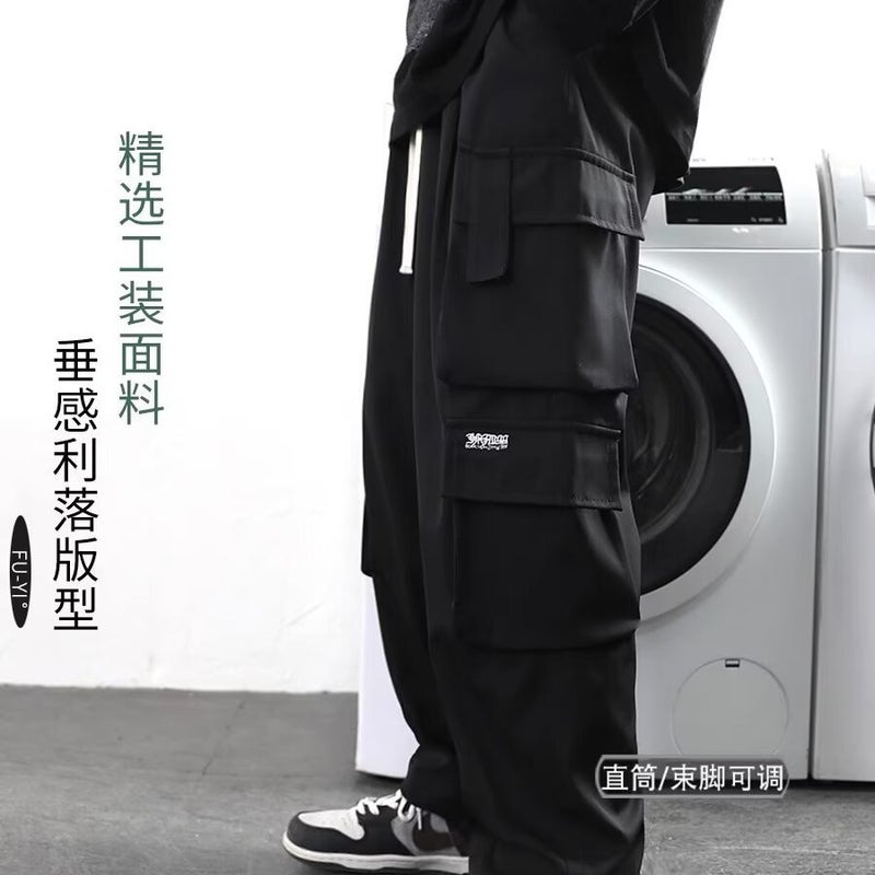 Overalls Men'S Spring And Outdoor Camping Casual Pants Hong Kong Fashion Brand Leg-Tie Sports Paratrooper Pants Men'S Long Pants - Image 2