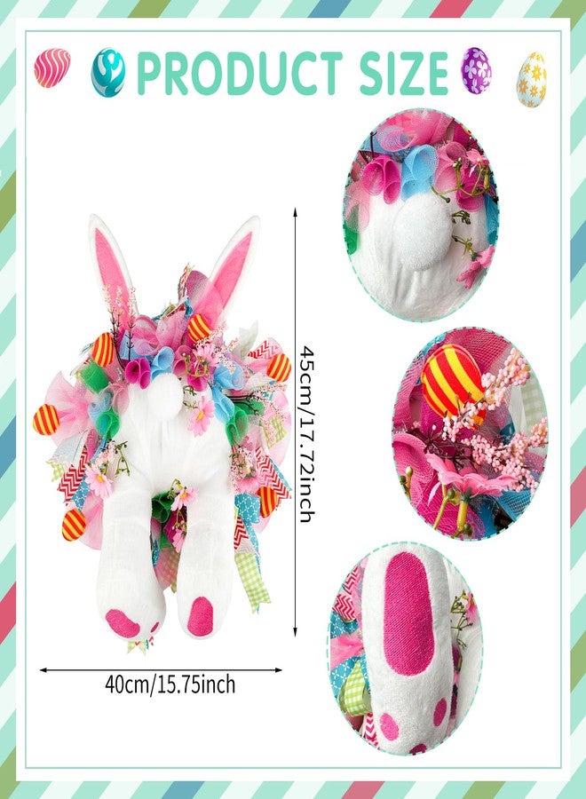 LAIAMER Easter Wreaths for Front Door, Easter Bunny Door Wreaths Easte Bunny Butt Wreath Decorations Cute Rabbit Garland Spring Decoration Farmhouse (Pink Series) - Image 2