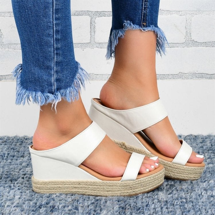 Spot 2021 Women'S Shoes Wedge Heel Open Toe Large Size New Women'S Sandals - Image 4