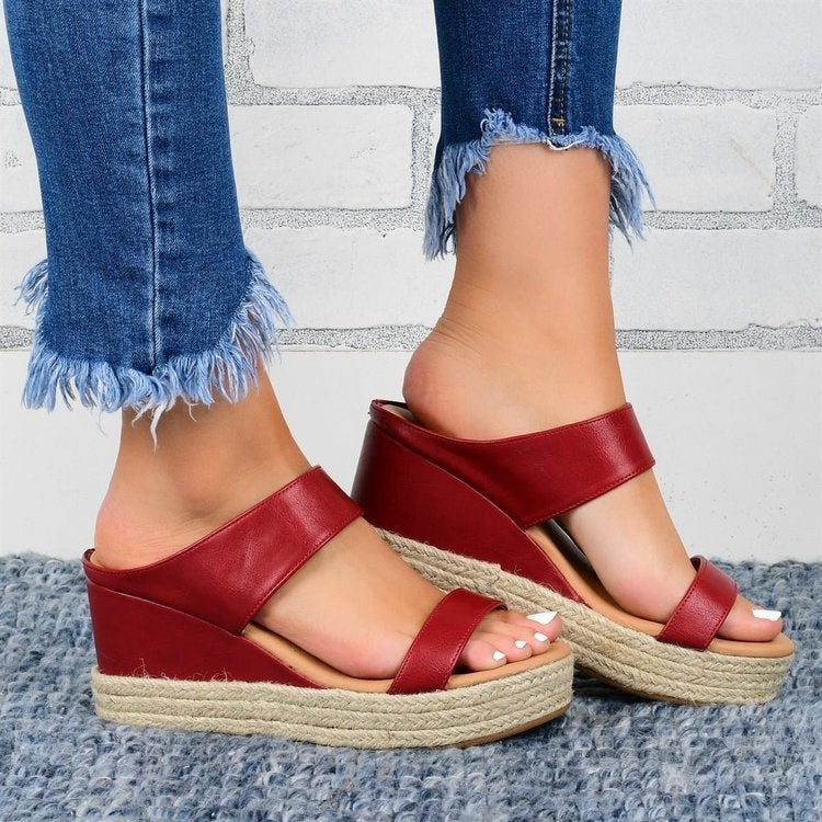 Spot 2021 Women'S Shoes Wedge Heel Open Toe Large Size New Women'S Sandals - Image 3