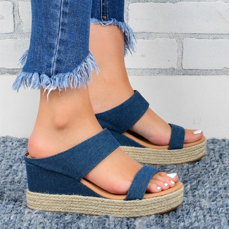 Spot 2021 Women'S Shoes Wedge Heel Open Toe Large Size New Women'S Sandals - Image 5