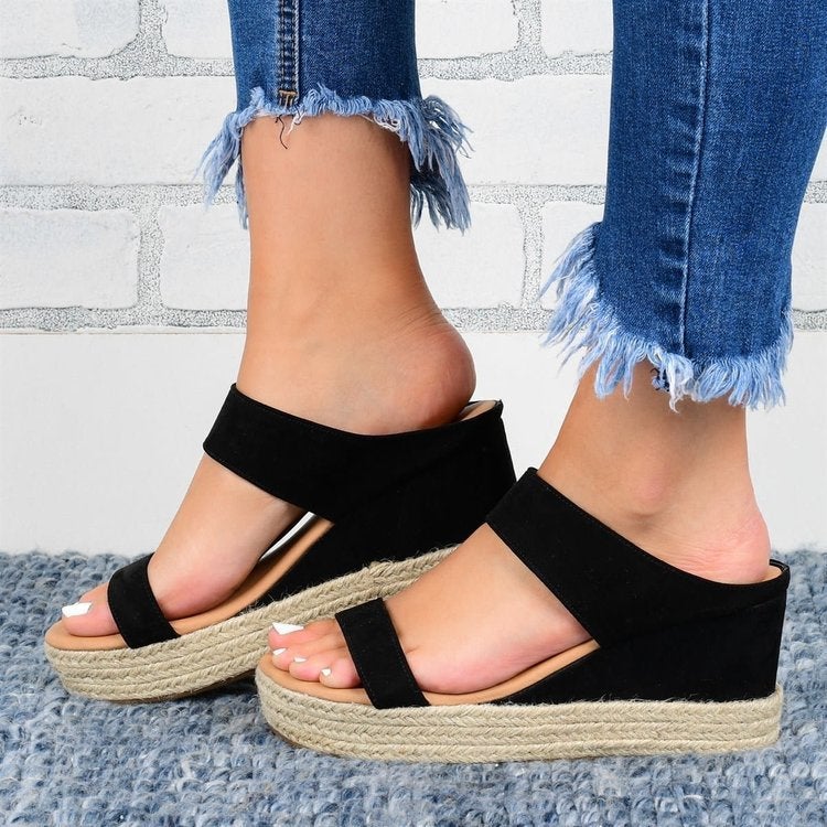 Spot 2021 Women'S Shoes Wedge Heel Open Toe Large Size New Women'S Sandals - Image 1