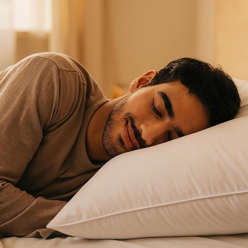 Sleep x Factory وسادة فندق ريلاكس - 100% قطن طبيعي، بديل للريش، متوسطة الثبات - Image 2