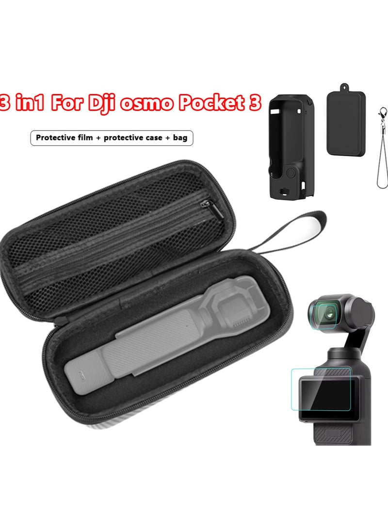 3 in 1 suit for DJI Osmo Pocket 3, Protective Case + Lens & Screen Protector Kit+Bag, Scratch-Resistant Sleeve Skin Cover, Gimbal Action Camera Accessories  - Image 1