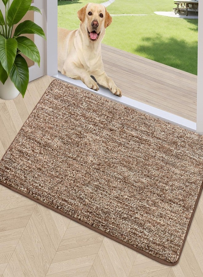 REFETONE Indoor Doormat, Front Door Mat 20"x32" Absorbent Rubber Backing Non Slip Door Mats, Washable Low-Profile Inside Floor Mat Door Rugs for Entryway, Resist Dirt Mud Mat for Dogs, Coffee/Brown - Image 1