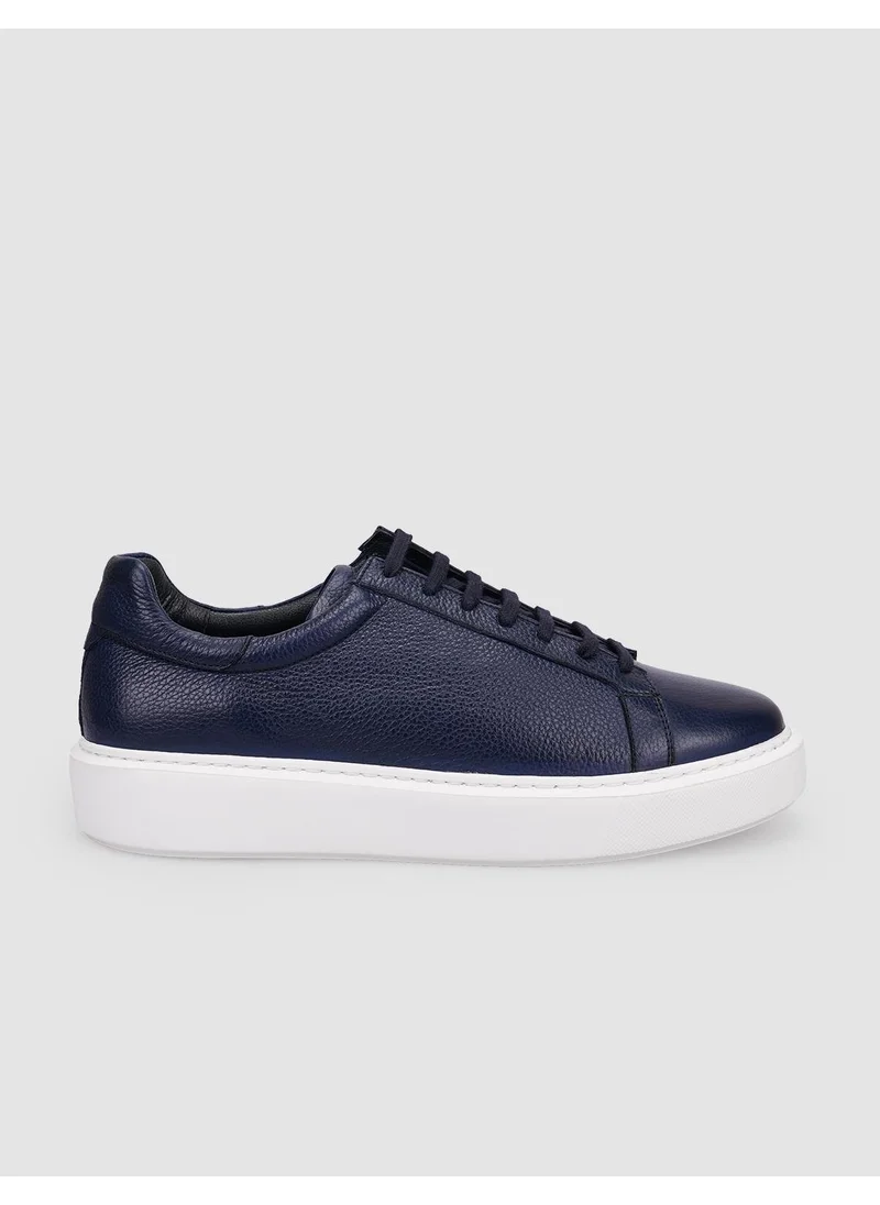 Cabani Leather Dark Blue Lace-Up Men's Sneakers