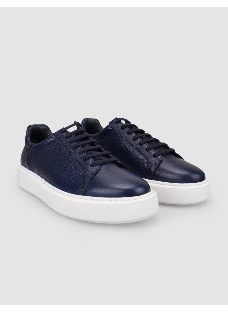 كاباني Leather Dark Blue Lace-Up Men's Sneakers